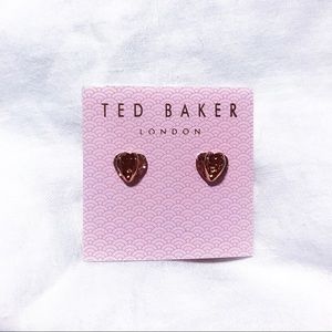 Ted Baker Heart Stud Earrings Rose Gold